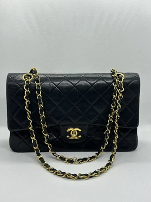 $3900 • Buy CHANEL Authentic Vintage Classic Double Flap Black Lambskin Shoulder Bag