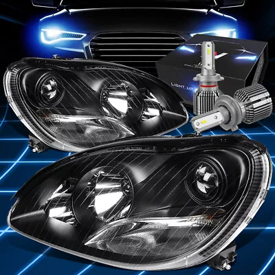 Fit 2000-2006 Mercedes Benz S430 Projector Headlights W/LED Kit+Cool Fan Black • $319.97