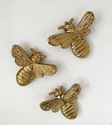 Gold Bee Wall Decoration Ornament Hanging Gift Bumble Home Accessories Decor • £6.50