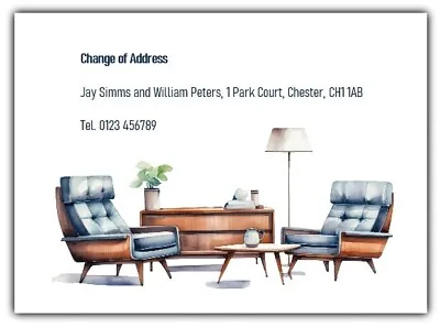 PERSONALISED Change Of Address Cards  New Home Moving House Mid Century Modern • £4.65