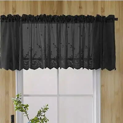 Modern Lace Hem Window Curtain Jacquard Polyester Coffee Short Curtain FB • $14.73