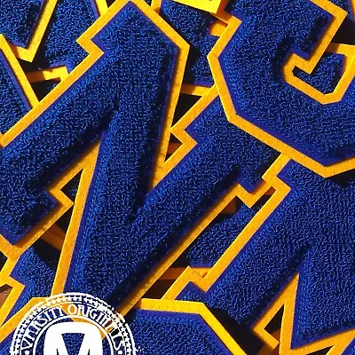 Royal Blue/Gold 6  Chenille Varsity Letter Patches (A-Z) MADE IN USA • $28.99