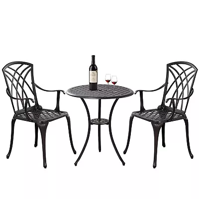 Cast Iron 3 Piece Bistro Sets Outdoor Patio Bistro Table And Chairs Set Of 2 • $149.99