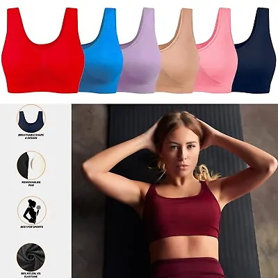 Women Fitness Padded Stretch Ladies Sports Bra Bralette Yoga Underwear Top Lot • £4.99