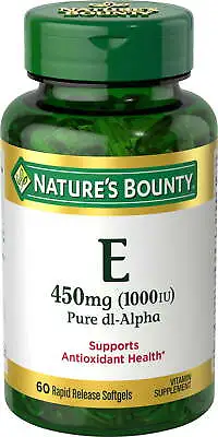 Nature’s Bounty Vitamin E Softgels 1000 IU 60 Count • $12.16