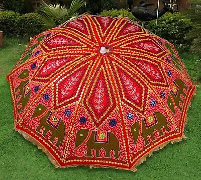 $165.03 • Buy Indian Embroidered Multicolor Garden Parasol Indian Outdoor Sun Shade Patio 