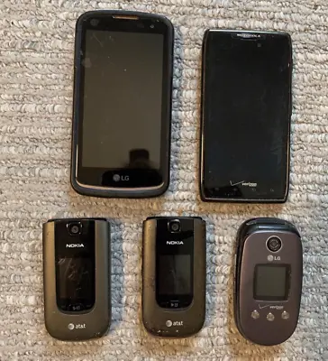 Vintage Cell Phones Flip Motorola Nokia LG Lot 5 Untested As Is • $21