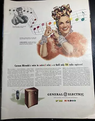 1945 Life Magazine GE FM Radio Carmen Miranda FM Radio First In Radio Print Ad • $9.95