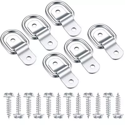 6 Pcs D Ring Tie Down Anchors 1/4 Inch Stainless Steel Drings Trailer Ratchet Ti • $14.23