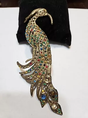 Vintage Peacock Antique Gem Brooch • $9