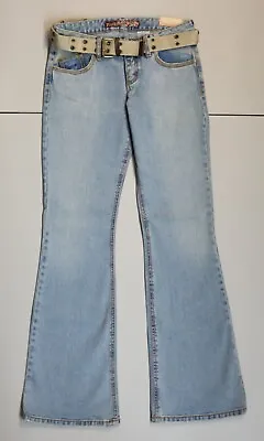 Mudd Jeans Denim Flare Low Rise Light Blue With Belt Womens Size 5 New With Tag • $22