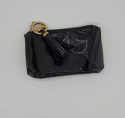 Michael Kors Black Faux Snakeskin Python Metallic Cosmetic Case Pouch • $14.99