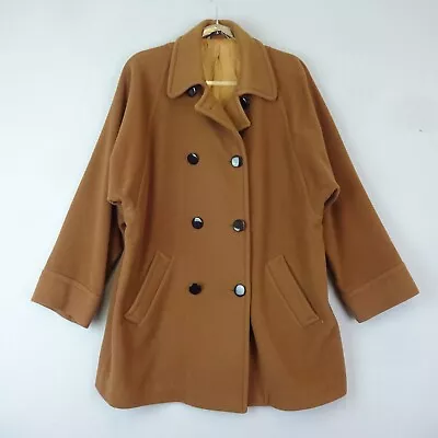 Daks Coat Size 12 Camel Overcoat 100% Wool Vintage Batwing Sleeve • £25.97