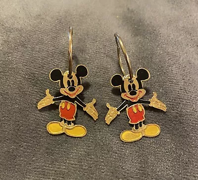 Mickey Mouse Earrings Moving Body Parts Dangle Hoops • $15.75