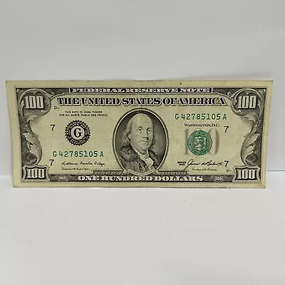 Series 1985 US One Hundred Dollar Bill $100 Chicago ~ G 42785105 A • $133