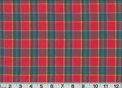 Vintage Plaid Fabric Checkered 1970's Red Yellow Blue OOP Premium Cotton • $9.34