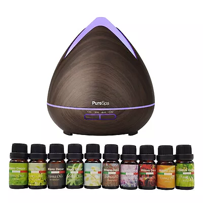 $44.95 • Buy Purespa Diffuser Set With 10 Pack Diffuser Oils Humidifier Aromatherapy
