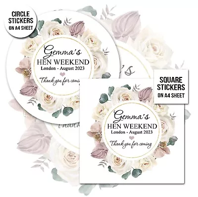 £2.49 • Buy Hen Party Stickers For Favours Party Bag Fillers - Boho Roses And Orchids
