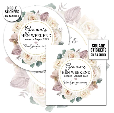 £2.49 • Buy Hen Party Stickers For Favours Party Bag Fillers - Boho Roses And Orchids