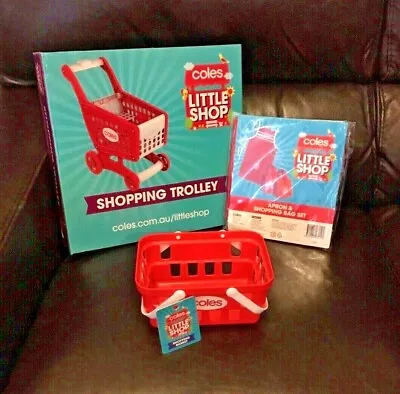 Coles Little Shop Mini Collectables 1 ~!~ Original Trolley Basket & Apron Set  • $79.99