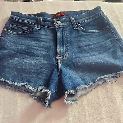 Fringed Shorts 7 For All Mankind Jean Shorts Sz 29 • $17.99