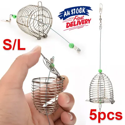 $10.29 • Buy 5Pcs Fishing Tool Basket Feeder Holder Tackle Accessory Fishing Trap Bait Cage