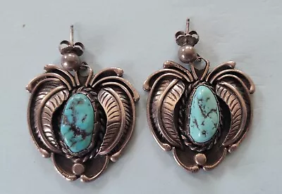 Vintage SW Navajo JP Sterling & Turquoise Earrings • $165