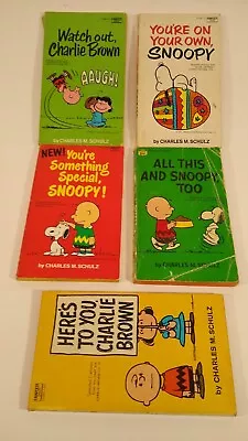 5 Vintage Peanuts Charlie Brown Snoopy Books Charles Schulz Late 60s Early 70s • $4