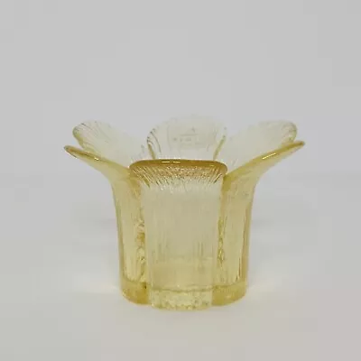 Vintage Viking Glass Yellow Flower Candle Votive Holder 2.75  X 4.5  • $24.02