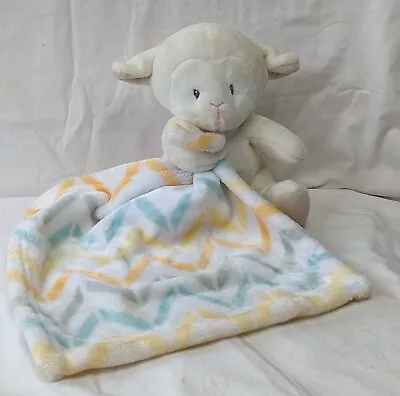 Little Miracles Lovey Chevron 12  X 12  Baby Blanket With White 8  Baby Lamb NC  • $6