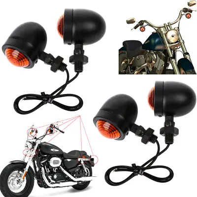 4X Black Mini Bullet Motorcycle Turn Signal Lights Blinker Amber Indicator Lamp • $15.93