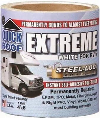 $15.99 • Buy CoFair Products UBE406 Quick Roof Extreme 4  X 6' RV White Roof Tape