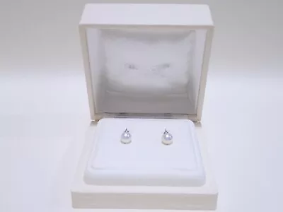 MIKIMOTO 18k White Gold Akoya Pearl 7.3 Mm Screw Back Earrings • $380