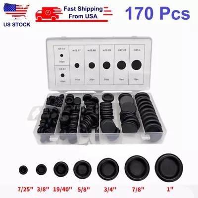 170PCS Rubber Grommet Firewall Hole Plug Electrical Wiring Gasket Assortment Kit • $9.94