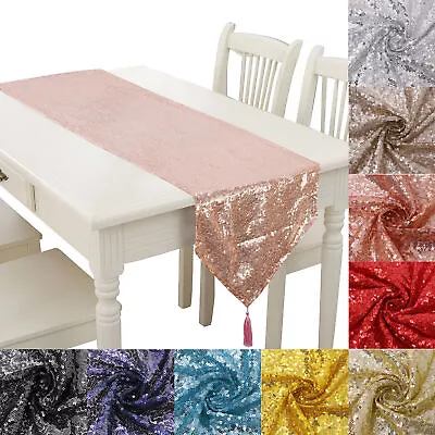 Time To Sparkle31X183/230/275/300 Glitter Sequin Tassel Table Runner Party Decor • £6.29