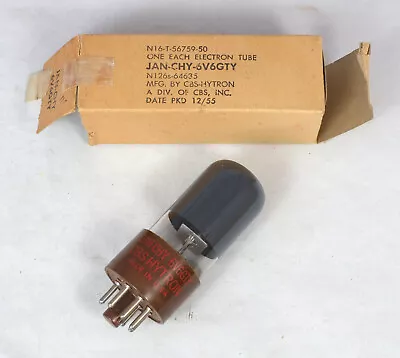 1 NOS Vintage CBS Hytron JAN-CHY 6V6GTY Smoked Glass Brown Base Tube • £12.86