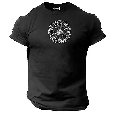 Odin Triple Horns T Shirt Gym Clothing Bodybuilding Training Workout Vikings Top • £10.99