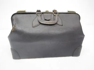 Vtg Antique MC Lilley USA Doctors Medical Bag Steampunk Black Leather As Is • $52.46