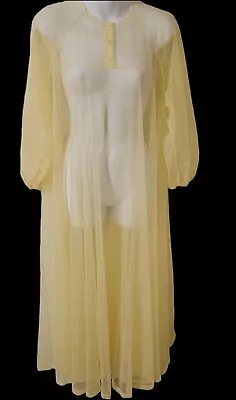 Fluffy SWEEP VTG SHEER Nylon Chiffon Peignoir GOWN Puff Yellow Goddess  Cinandre • $39.99