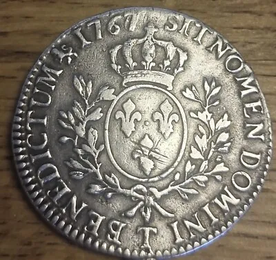 1767 T FRANCE Antique Silver Ecu DAV-1331 Louis XV 1767T  Coin • £295