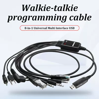8in1 USB Programming Cable Cord With CD For Baofeng Motorola Kenwood HYT Radio • $12.22
