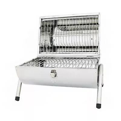 £32.99 • Buy NEW! Portable Camping Stainless Steel Barrel BBQ Charcoal Barbecue Table Top