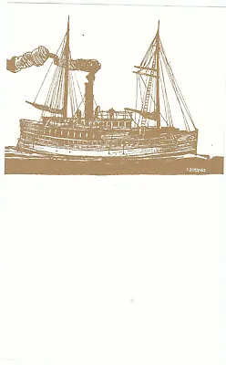 Elton Bennett Original Xmas Card Circa 1966 Steam + Sail Vessel • $75