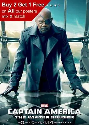 Captain America The Winter Soldier 2014 Nick Fury Poster A5 A4 A3 A2 A1 • £1.49