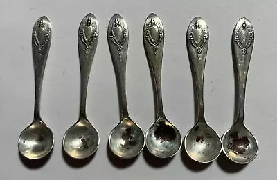 Six Rogers Lunt & Bowlen Sterling Salt Spoons Mount Vernon Pattern • $59.95