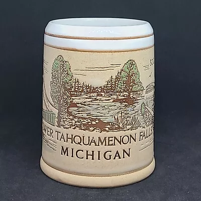 Michigan Glazed Coffee Mug - Soo Locks - Mackinac Bridge -Tahquamenon Falls • $14.99