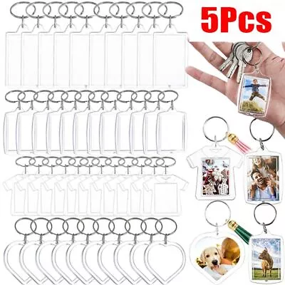 5Pcs Snap-In Custom Insert Photo Photo Frame Keychain Picture Keyring  DIY • $6.93