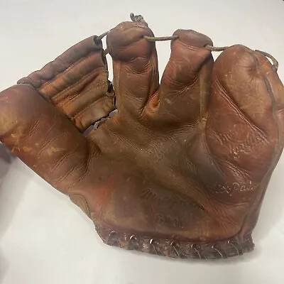 Vintage MacGregor Baseball Mitt Warren Spahn 1950s GB-31 Glove 4 Finger 9x9 Inch • $34.99