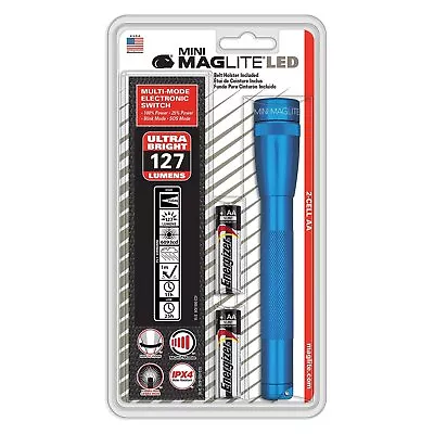 Maglite Mini LED 2-Cell AA Flashlight With Holster Blue • $27.94