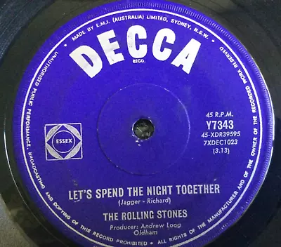 ROLLING STONES LETS SPEND THE NIGHT TOGETHER / RUBY TUESDAY 1967 Mono Rare 45 • $25